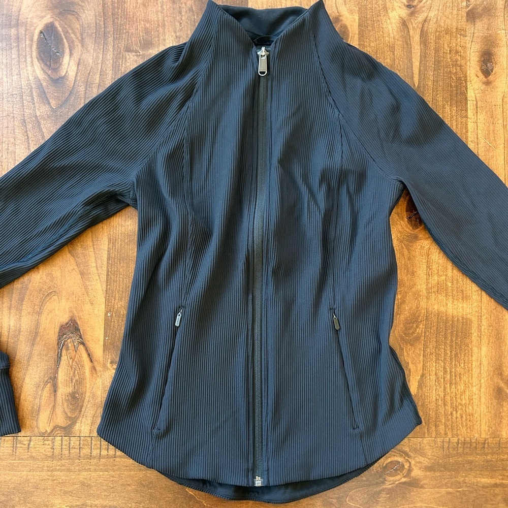 Athleta Salutation Ribbed Jacket Black Small/Petite - Picture 5 of 9